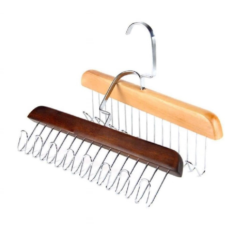 Móc Phơi Quần Áo, Và Vạt, Dây Nịt Chất Liệu Gỗ Chắc Chắn, Thiết Kế Thông Minh 8 Nhánh Thép Không Gỉ  Đầu xoay 180 Độ