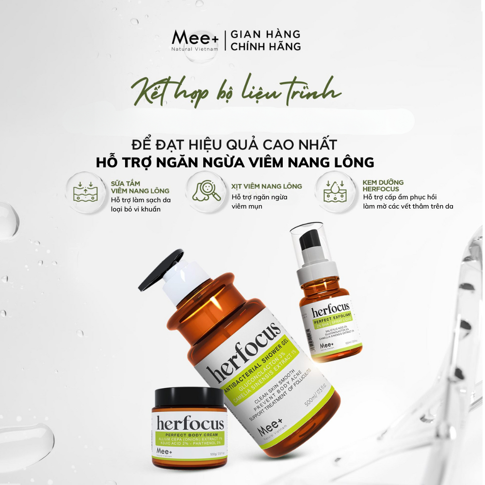 Kem dưỡng ẩm viêm nang lông HERFOCUS 100ml, giảm thâm, làm trắng da body, giúp da mềm mịn màng MEE NATURAL