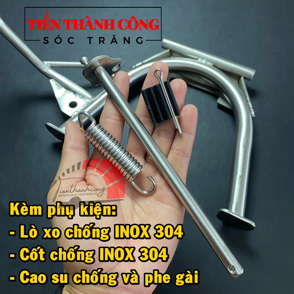 Combo 2 món xe Vario và Click Thái 100% INOX 304 gồm: Chân chống đứng và chống nghiêng