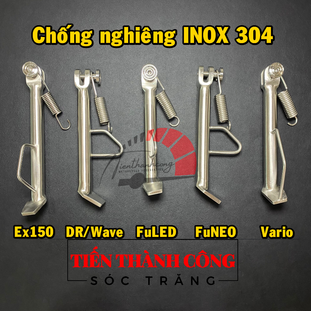 Combo 2 món xe Vario và Click Thái 100% INOX 304 gồm: Chân chống đứng và chống nghiêng