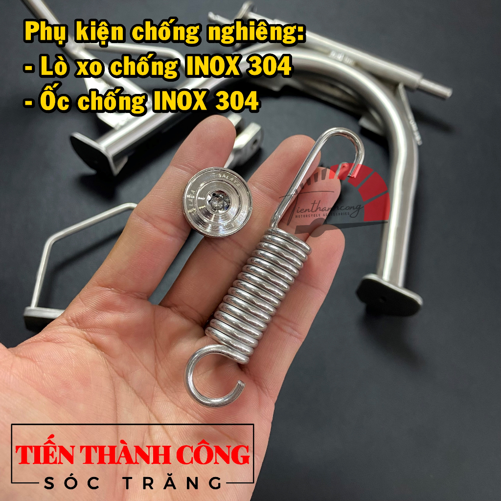 Combo 2 món xe Vario và Click Thái 100% INOX 304 gồm: Chân chống đứng và chống nghiêng