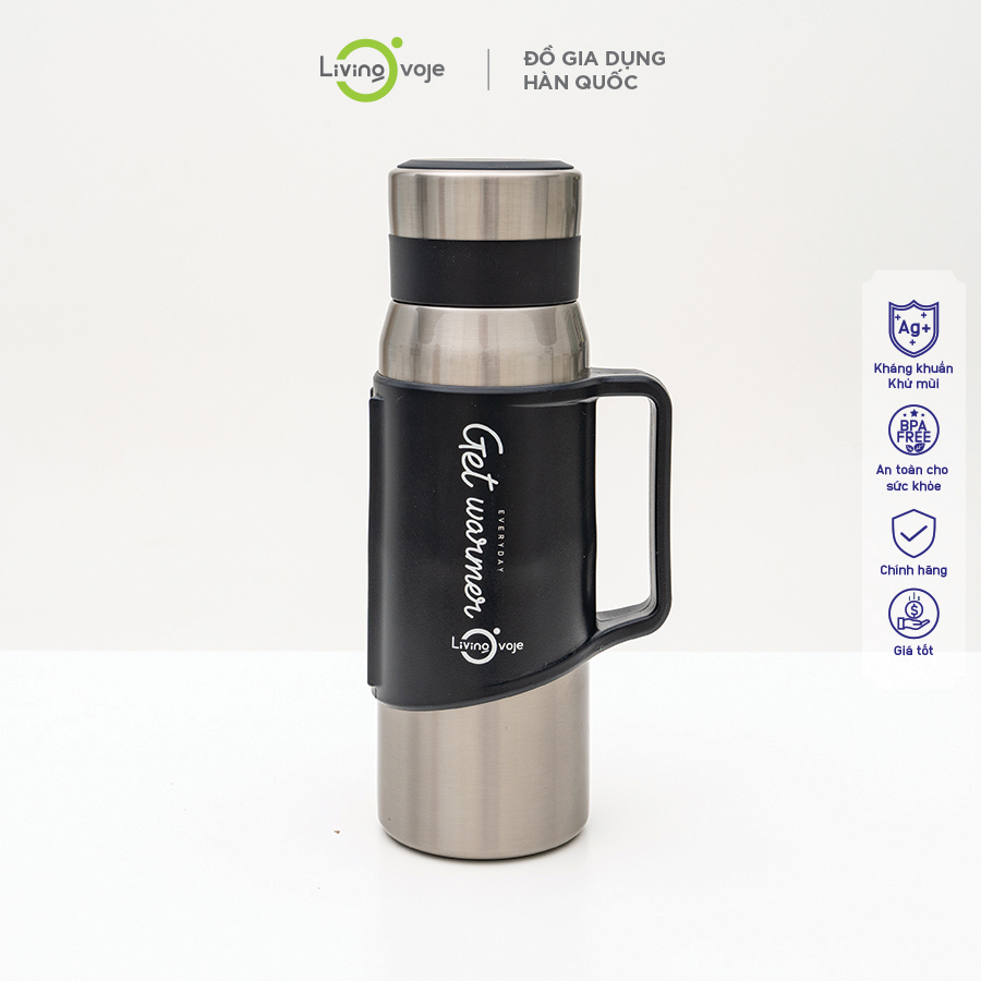 [Chính hãng] LivingOvoje Tumbler 1200ml Handle, Phích Giữ Nhiệt đựng 1200ml chất liệu inox 316, Tay Cầm chắc chắn