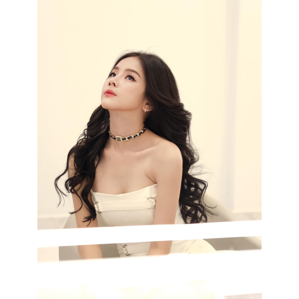 Set áo jean cúp ngực phối tag kèm bao tay