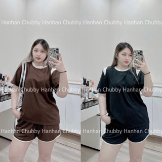 (HanhanChubby 45-80kg) Bộ Tổ Ong Pha Vai Đường Viền Nhấn Siêu Hot Có Đệm Vai Hàng QCCC #185