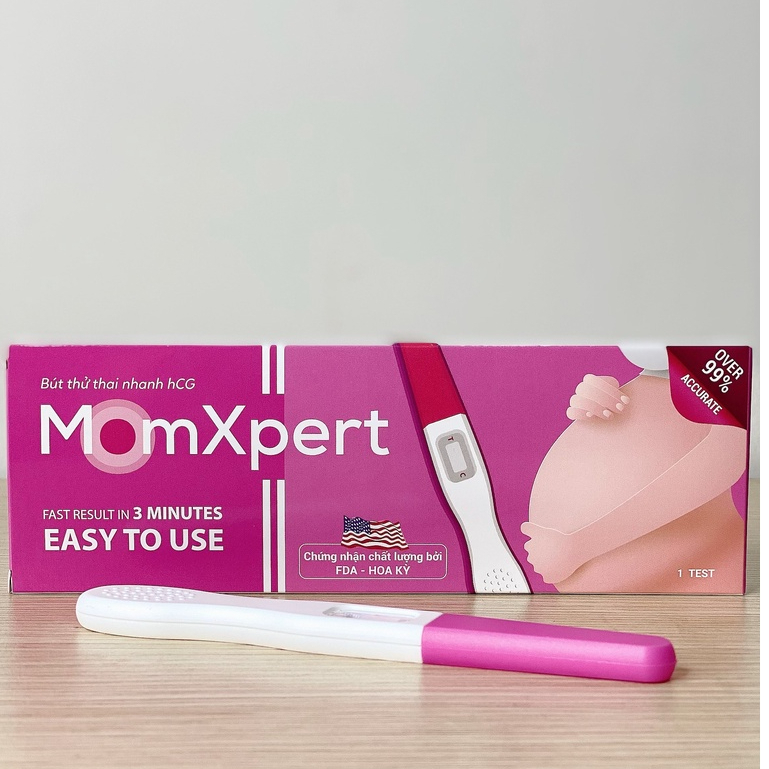 Que thử thai MomXpert phát hiện thai sớm - Che tên sản phẩm, test thai nhanh, chính xác - Bút thử thai