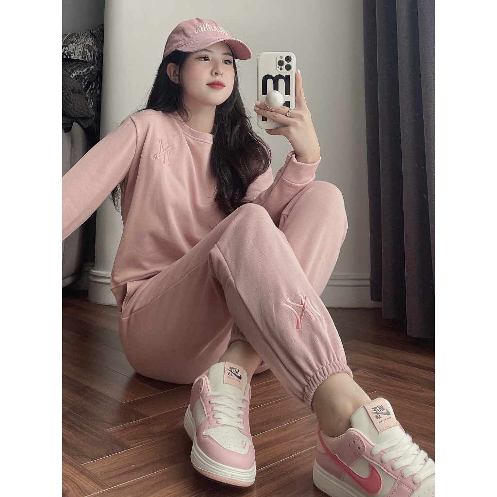 BỘ NỈ DƯ MLB NYI MÀU HỒNG