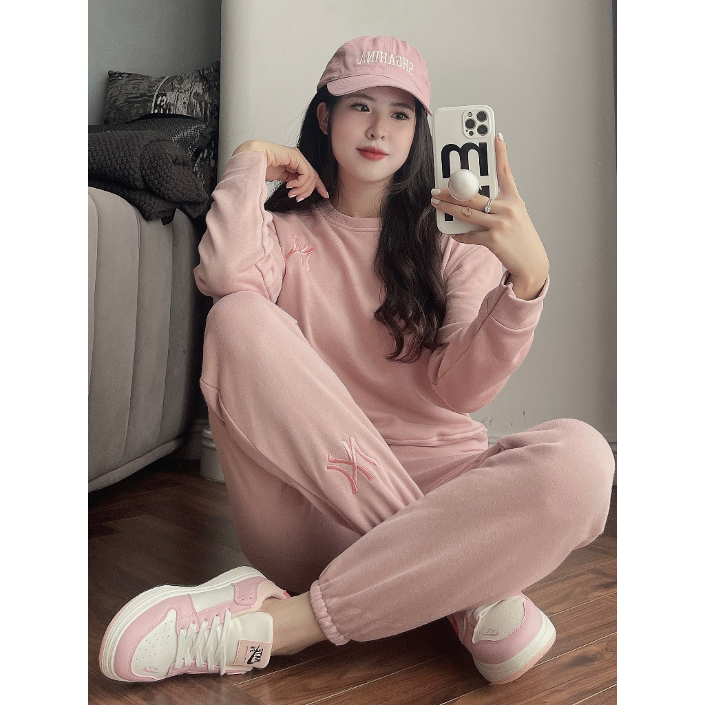 BỘ NỈ DƯ MLB NYI MÀU HỒNG