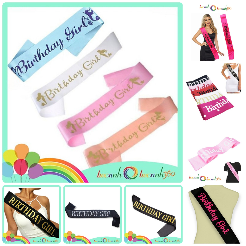 Băng đeo chéo sinh nhật Birthday Girl (chọn mẫu)