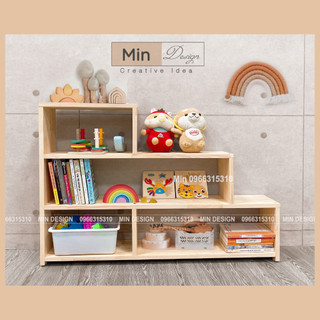 Kệ tủ sách, đồ chơi cho bé gỗ Thông tự nhiên nhập khẩu 100% đã xử lý chống mối mọt!