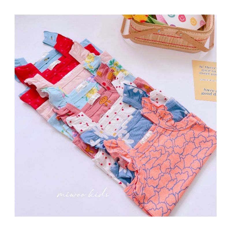 Bộ hai dây cánh tiên quần đùi Miwoo Cho Bé Gái từ 7-20kg - Chất Cotton Borip Mềm Mịn