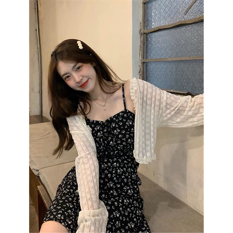 SET VÁY HOA NHÍ 2S MIX CADIGAN REN BÈO”CALA” TIỂU THƯ