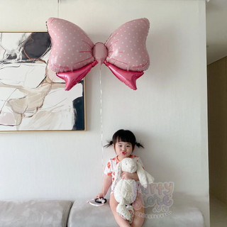 Nơ hồng chấm bi - Bóng nơ hồng chấm bi size lớn trang trí sinh nhật cho bé  - Bống Balloon Shop