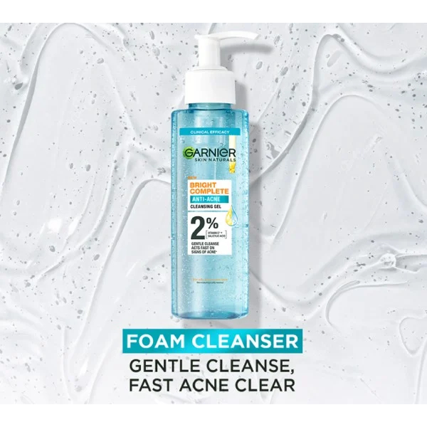 Sữa rửa mặt dạng gel sạch thoáng dịu nhẹ Garnier 2%  cho da dầu mụn 120ml