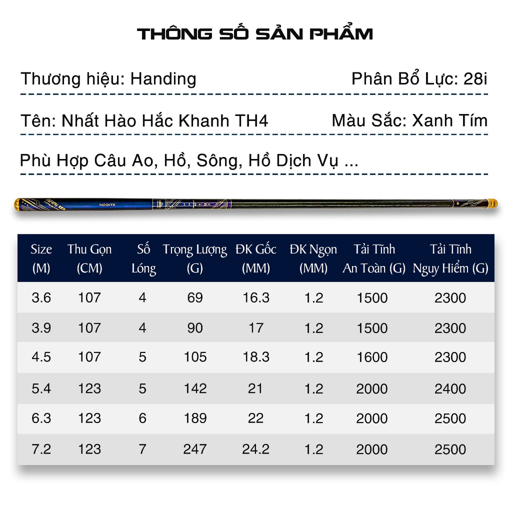 Cần câu tay handing Nhất Hào Khắc Khanh thế hệ IV tặng kèm ngọn phụ chính hãng