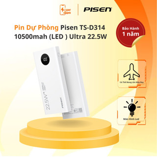 [Chính hãng] Pin sạc dự phòng Pisen Quick 10500mAh LED TS-314 (sạc nhanh, công suất sạc 22.5W, tương thích mọi thiết bị)