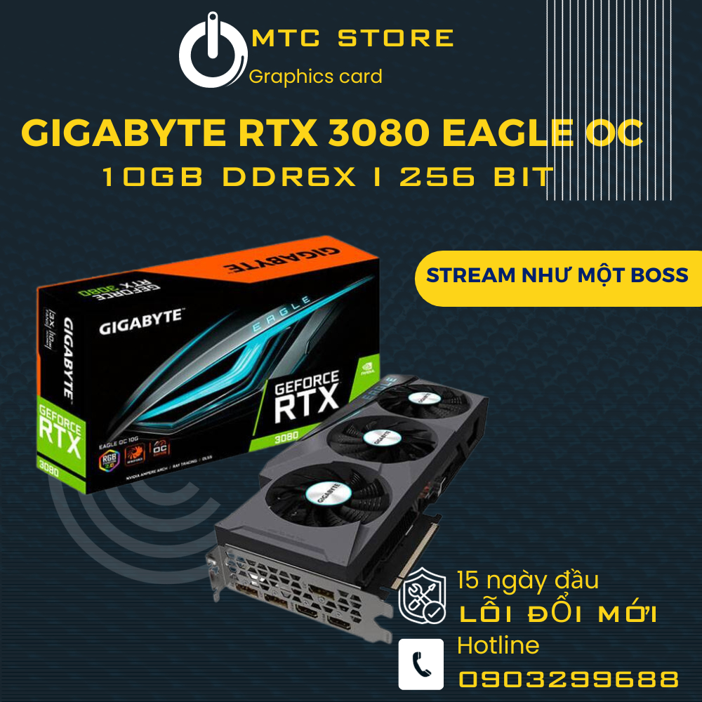 Giá sốc - Card Màn Hình cũ Gigabyte Rtx 3080 Eagle Oc 10GB