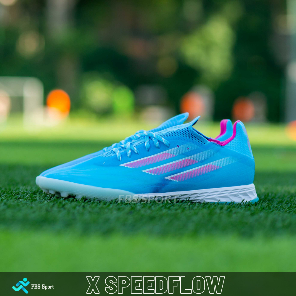 Giày đá bóng X SpeedFlow.1 đế TF bản có dây cho sân cỏ nhân tạo màu trắng