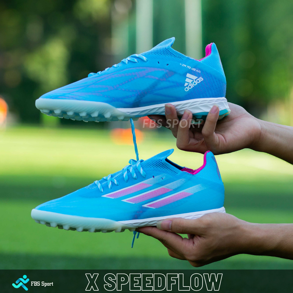 Giày đá bóng X SpeedFlow.1 đế TF bản có dây cho sân cỏ nhân tạo màu trắng