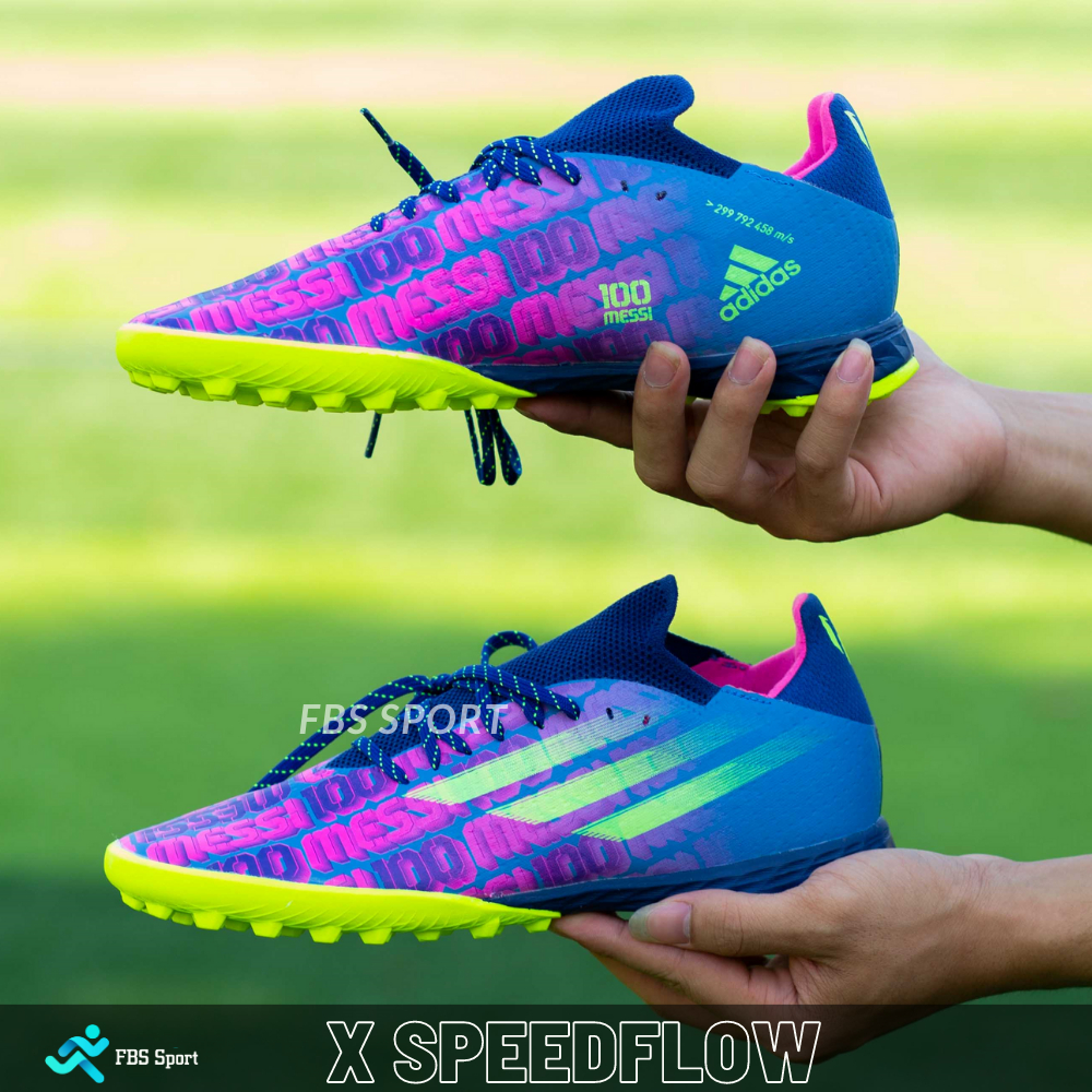 Giày đá bóng X SpeedFlow.1 đế TF bản có dây cho sân cỏ nhân tạo màu trắng