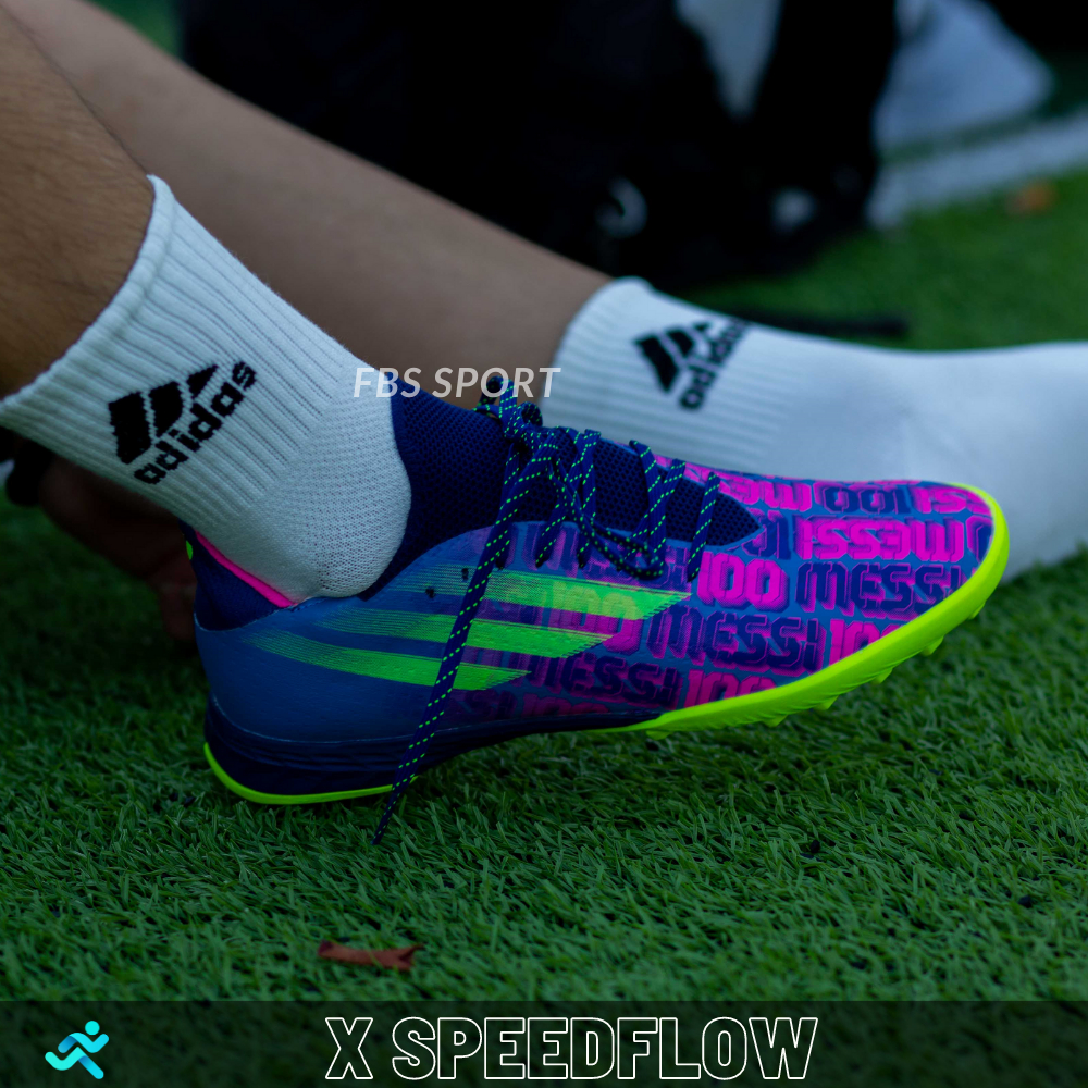 Giày đá bóng X SpeedFlow.1 đế TF bản có dây cho sân cỏ nhân tạo màu trắng