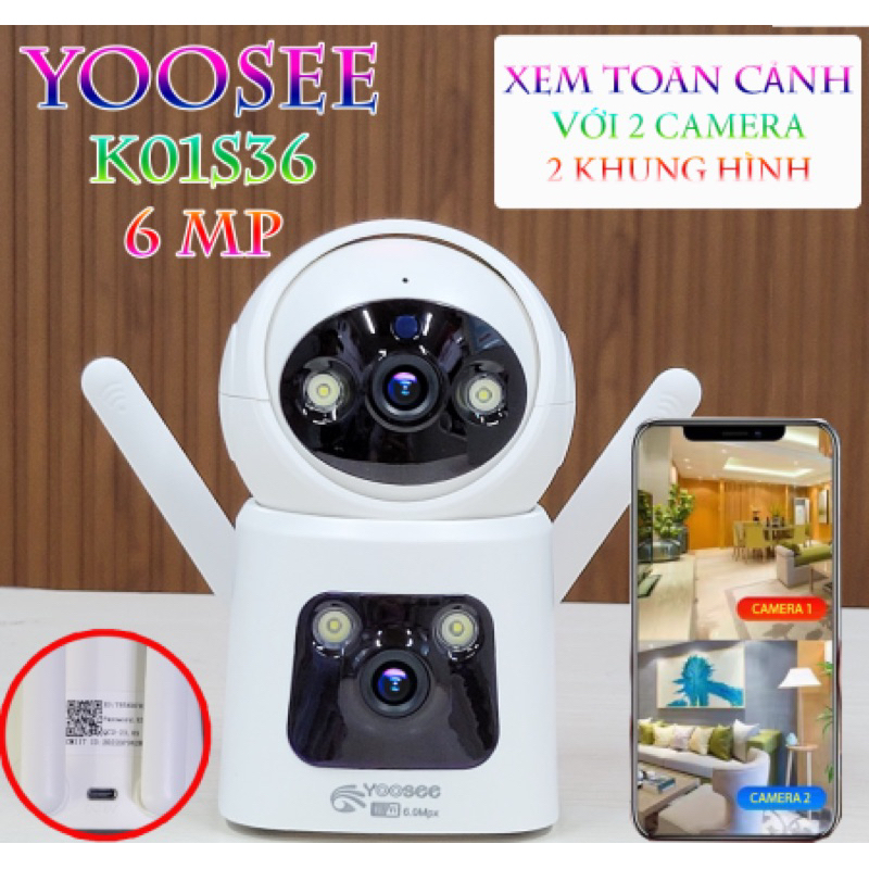 CAMERA YOOSEE K01S36 - 6MP - 2 CAMERA 2 KHUNG HÌNH