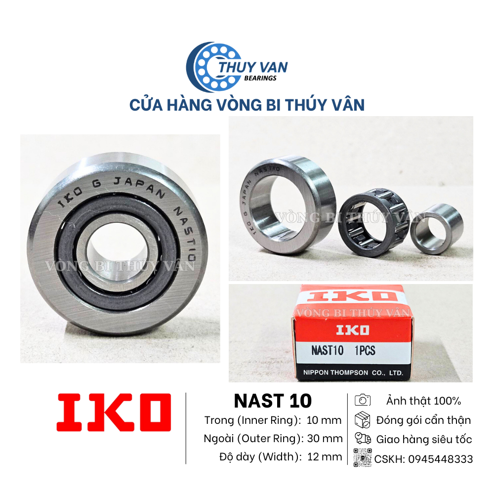 Vòng bi bạc đạn đũa kim lăn dẫn hướng có thể tháo rời NAST 8 / 10 / 12 / 17 / 20 hãng IKO