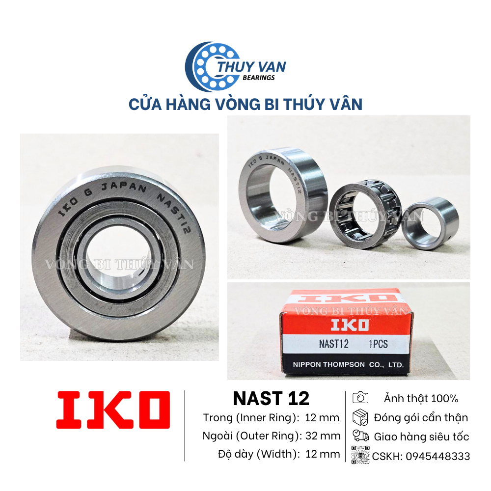 Vòng bi bạc đạn đũa kim lăn dẫn hướng có thể tháo rời NAST 8 / 10 / 12 / 17 / 20 hãng IKO