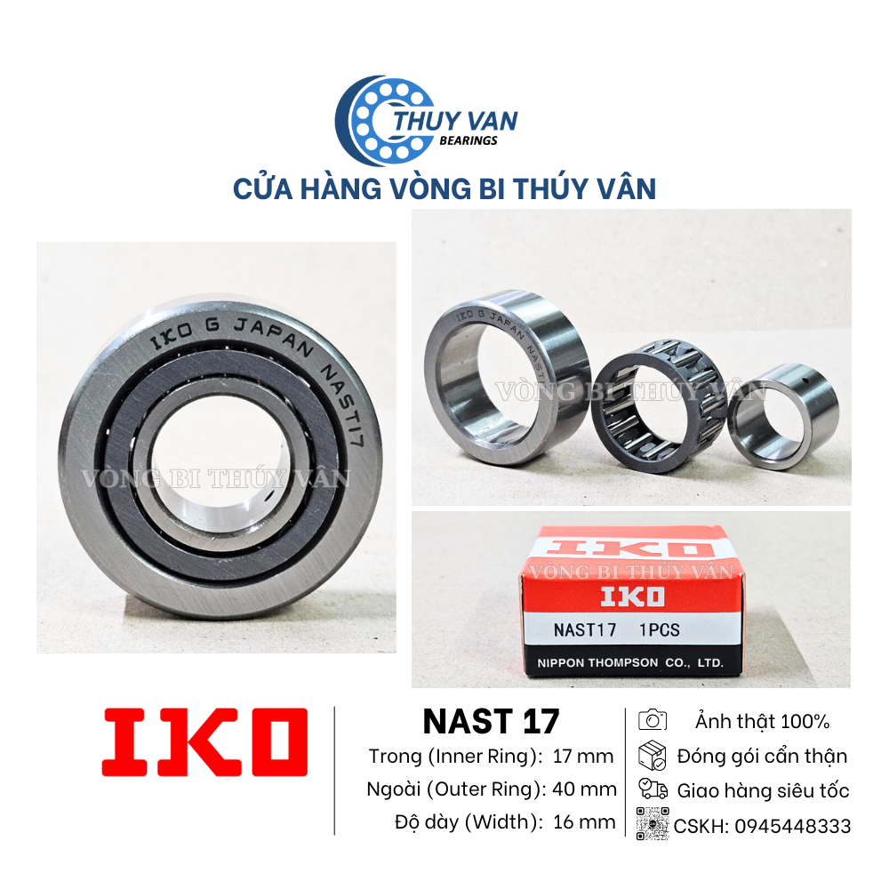 Vòng bi bạc đạn đũa kim lăn dẫn hướng có thể tháo rời NAST 8 / 10 / 12 / 17 / 20 hãng IKO