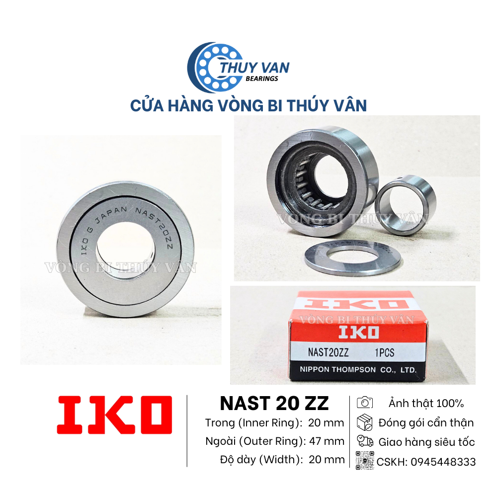 Vòng bi bạc đạn đũa kim lăn dẫn hướng có thể tháo rời NAST 8 / 10 / 12 / 17 / 20 hãng IKO