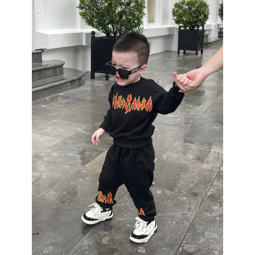sét nỉ sweater họa tiết lửa cho bé, bộ nỉ trẻ em, kid_genz