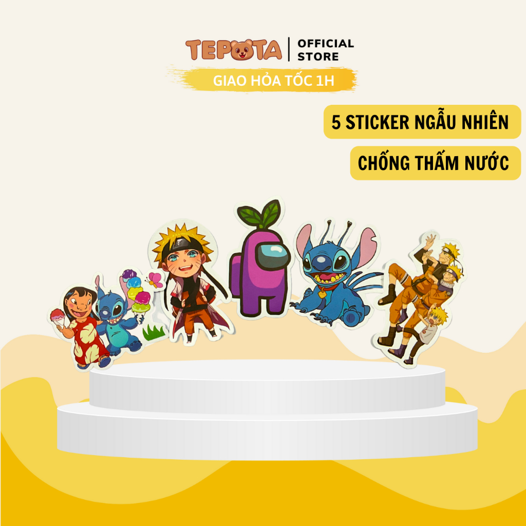 Set 5 Miếng Dán Sticker Ngẫu Nhiên Trang Trí Thủ Công Nhiều Hình Dễ Thương Chống Thấm Nước ST5