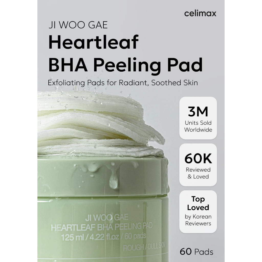 Bông tẩy da chết Celimax Ji Woo Gae Heartleaf BHA Peeling Pad 125ml
