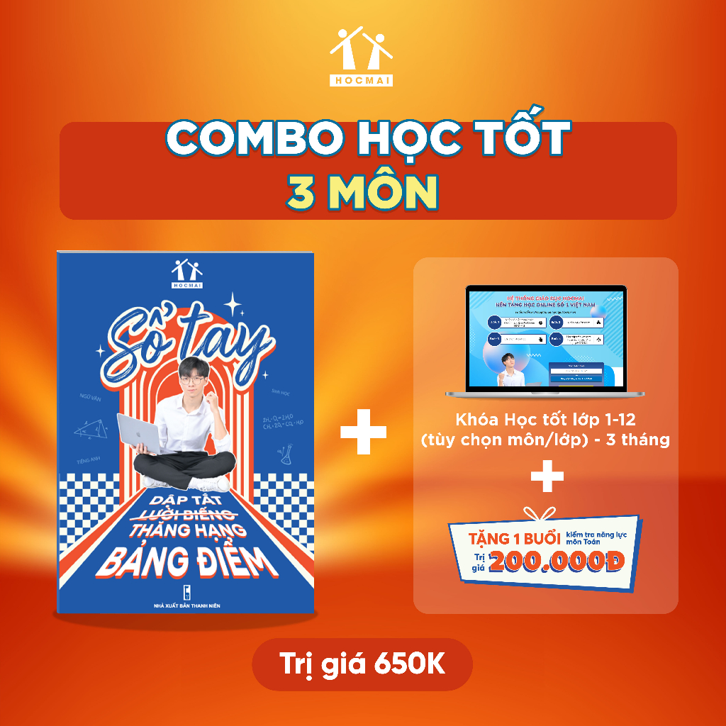 (Combo Học tốt) Sổ tay dập tắt lười biếng thăng hạng bảng điểm, kế hoạch Học tốt lớp 1-12, kiểm tra năng lực môn Toán