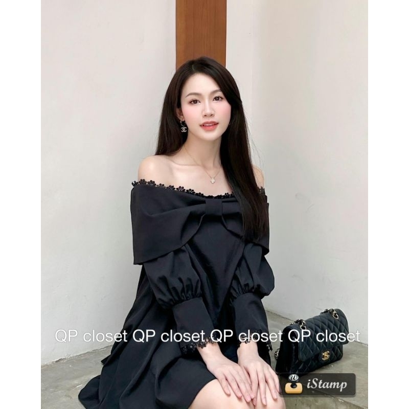 Váy trễ vai nơ QP