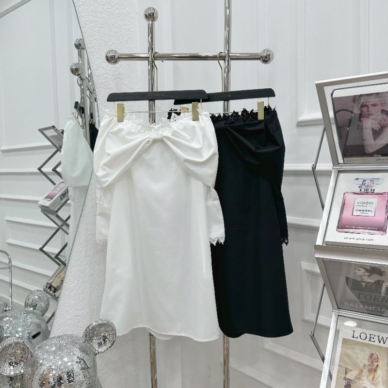 Váy trễ vai nơ QP