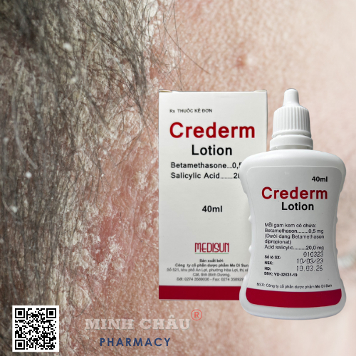 Crederm lotion 40 ml - Kem dưỡng chăm sóc da Chàm, Vẩy nến, Nấm da đầu, công thức Beprosalic lotion.