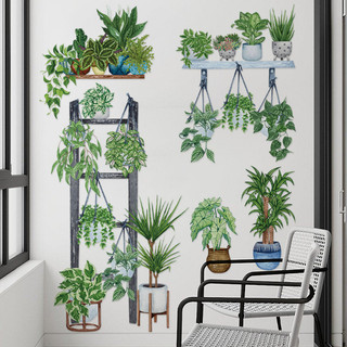 Decal dán tường kệ chậu cây CH02