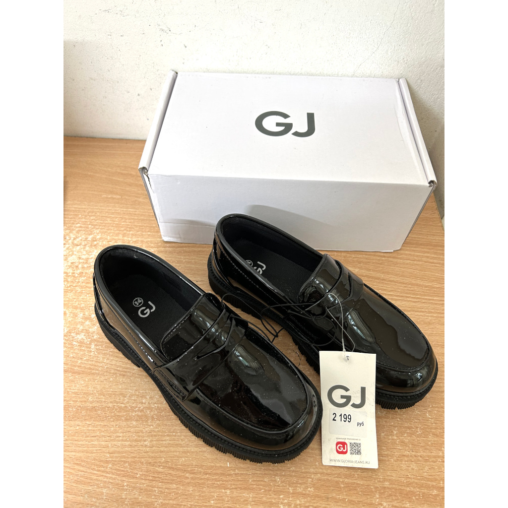 Giày lười oxford đen da bóng loafer GJ vnxk cho nữ chân nhỏ size 34 QACCESSORIES