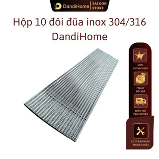01 hộp 10 đôi đũa Inox 304 / 316 DandiHome cao cấp, sang trọng