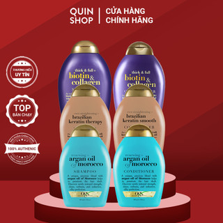 Cặp Gội Xả OGX Thick & Full Organix Biotin & Collagen, Renewing Argan Oil Of Morocco, Ever Straightening Brazilian