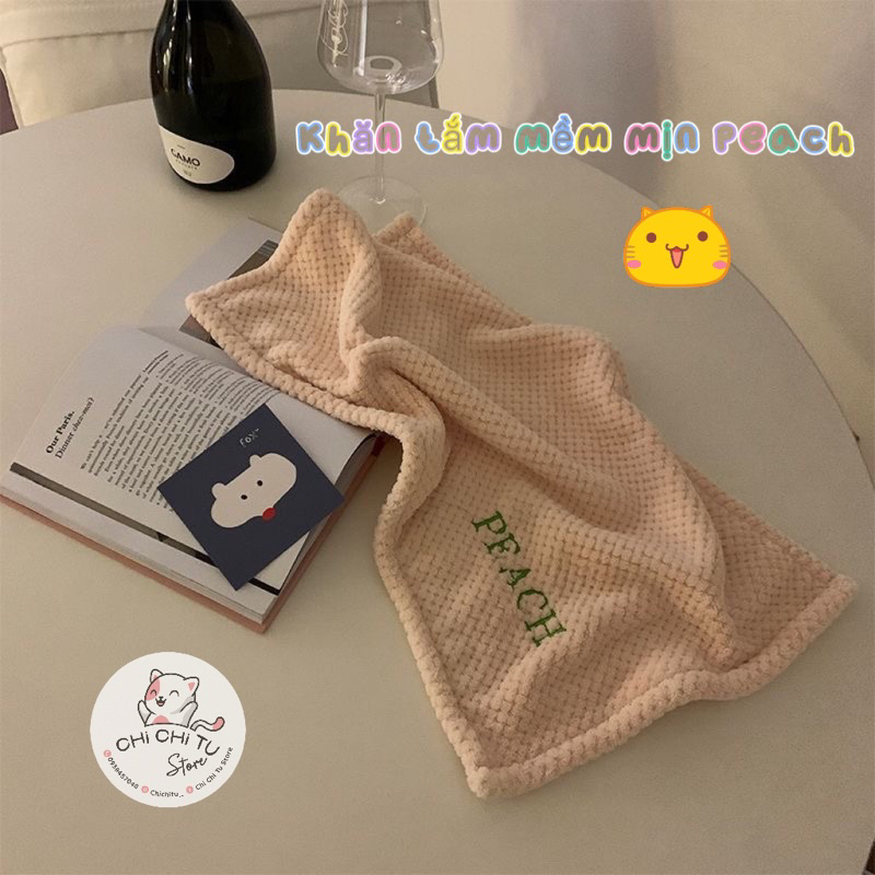 Khăn Bông Tắm Chất Nhung San Hô Xinh Yêu -Mềm & Mịn -Thấm Hút- Phù Hợp Da Nhạy Cảm - Cherry & Peach - ChiChiTu
