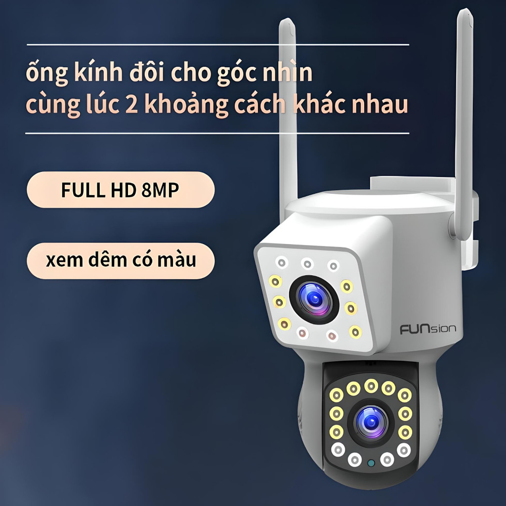 Camera Funsion 2 mắt Yoosee 5.0MP, Xem 360 độ không góc chết, Ban đêm có màu, Hai giao diện quan sát, Bảo Hành 12 Tháng