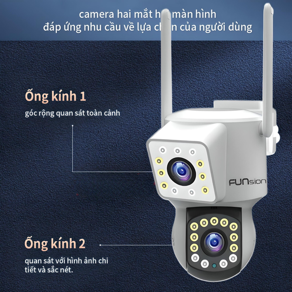 Camera Funsion 2 mắt Yoosee 5.0MP, Xem 360 độ không góc chết, Ban đêm có màu, Hai giao diện quan sát, Bảo Hành 12 Tháng