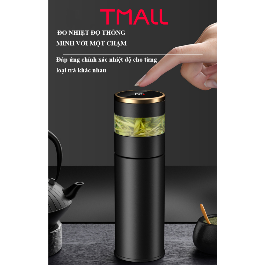 Bình giữ nhiệt Inox 316 cao cấp Tea Led 450ml bình nước giữ nhiệt pha trà TMALL