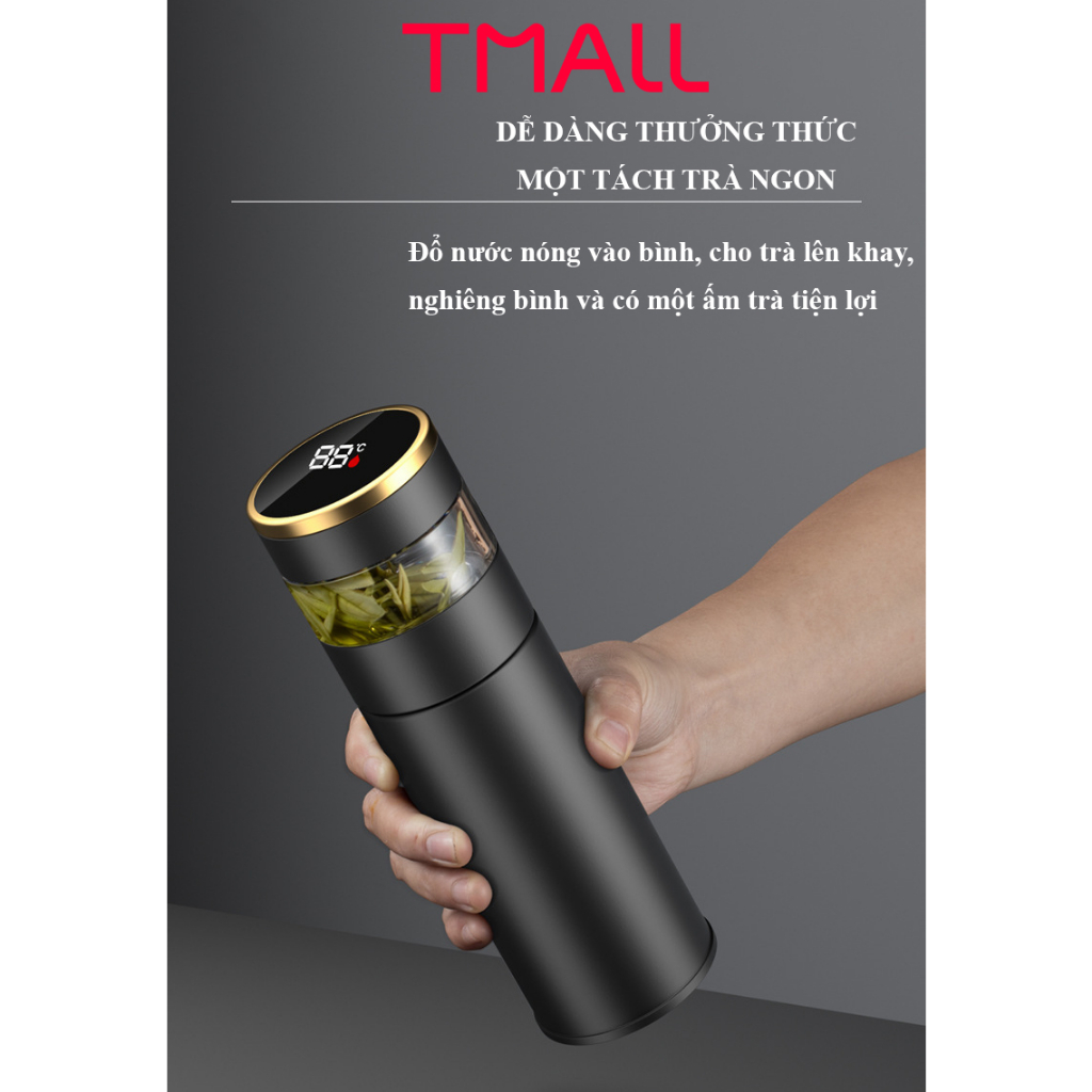 Bình giữ nhiệt Inox 316 cao cấp Tea Led 450ml bình nước giữ nhiệt pha trà TMALL