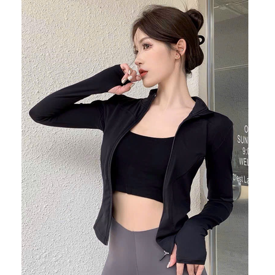 Áo Khoác Tập Gym Nữ, Áo Khoác Chống Nắng Dây Kéo Dài Thể Thao Yoga Ôm Sát Co Giãn Thấm Hút Mồ Hôi Evasport