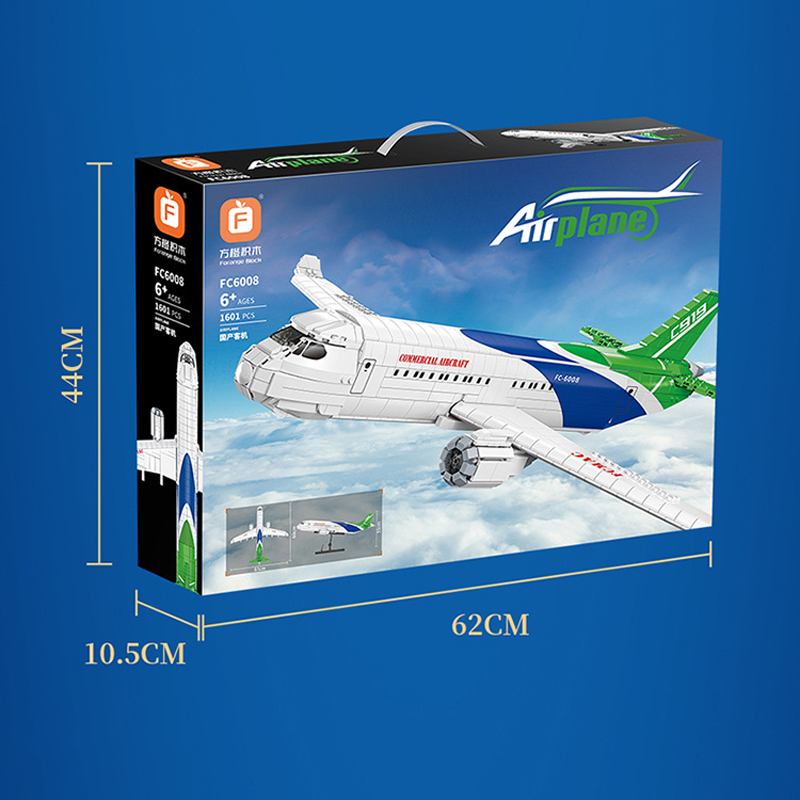 Đồ chơi lắp ráp máy bay du lịch, FC6008 Commercial Aircraft, Xếp hình thông minh, Mô hình máy bay