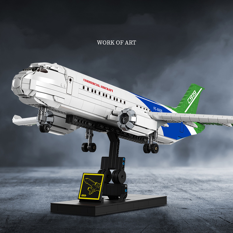 Đồ chơi lắp ráp máy bay du lịch, FC6008 Commercial Aircraft, Xếp hình thông minh, Mô hình máy bay