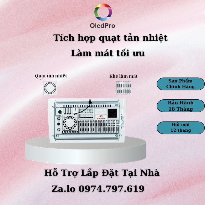 Màn hình android cho ô tô OLEDPRO X5  Ram 4GB Rom 64GB 8 nhân, có quạt tản nhiệt. Bảo hành chính hãng 18 tháng