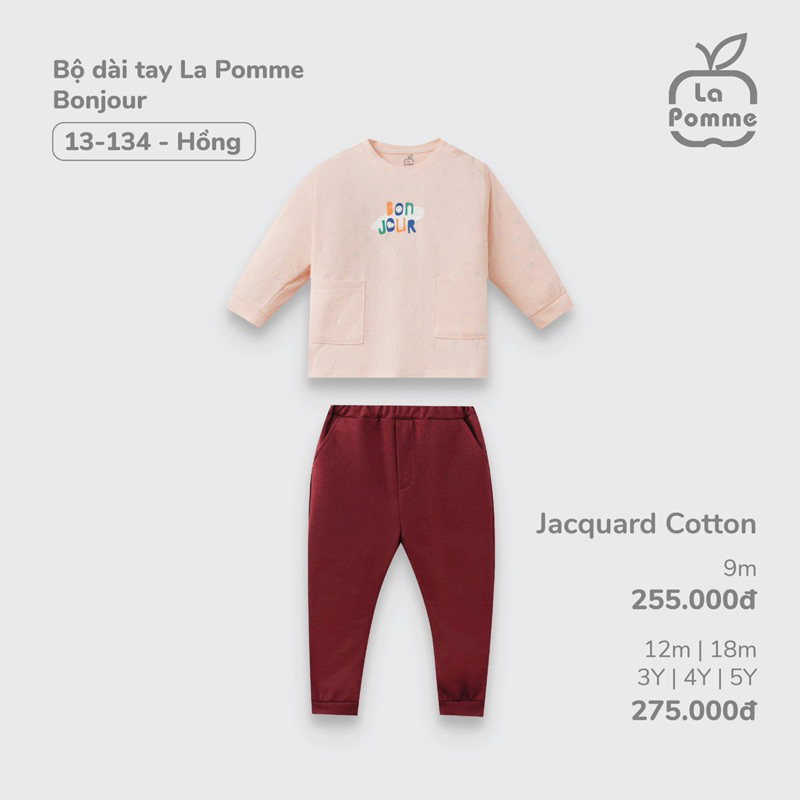 Bộ đồ dài cho bé trai bé gái hãng la pomme